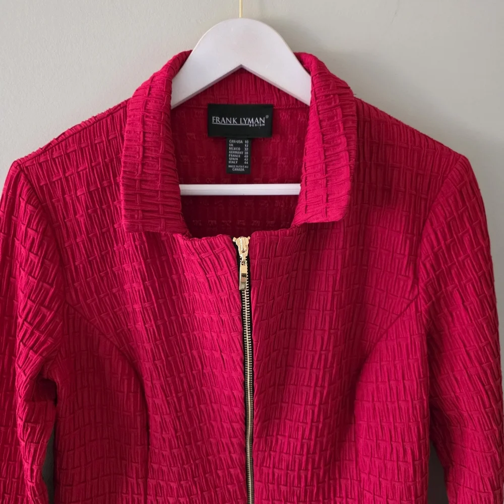 Frank Lyman Design 10 Modern Contemporary Textured Exposed Zipper  Knit Jacket - Picture 5 of 13